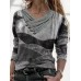 Printed Cross V-Neck Long Sleeve Sweatshirt HF2507-01-01 Printed Cross V-Neck Long Sleeve Sweatshirt HF2507-01-01