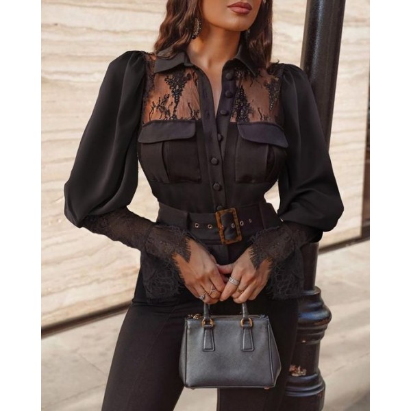 Women's Lace Transparent Top HE1511-02-02 Women's Lace Transparent Top HE1511-02-02