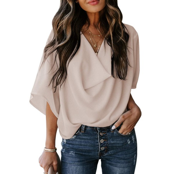 V- Neck Lady Tops Loose Comfortable Soft Women T Shirts HF2615-04-01 V- Neck Lady Tops Loose Comfortable Soft Women T Shirts HF2615-04-01