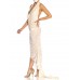 MORPHEW ATELIER Ivory Rayon Blend Jersey Asymmetrically Draped Sexy Gown With Metal Mesh & Swarovski Crystals