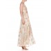 MORPHEW ATELIER Hand Painted Silk Lurex Fil Coupé  Chiffon Gown With Gold Chain Straps