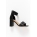 Lucinda Black Leather Buckle Heel