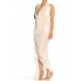 MORPHEW ATELIER Ivory Rayon Blend Jersey Asymmetrically Draped Sexy Gown With Metal Mesh & Swarovski Crystals